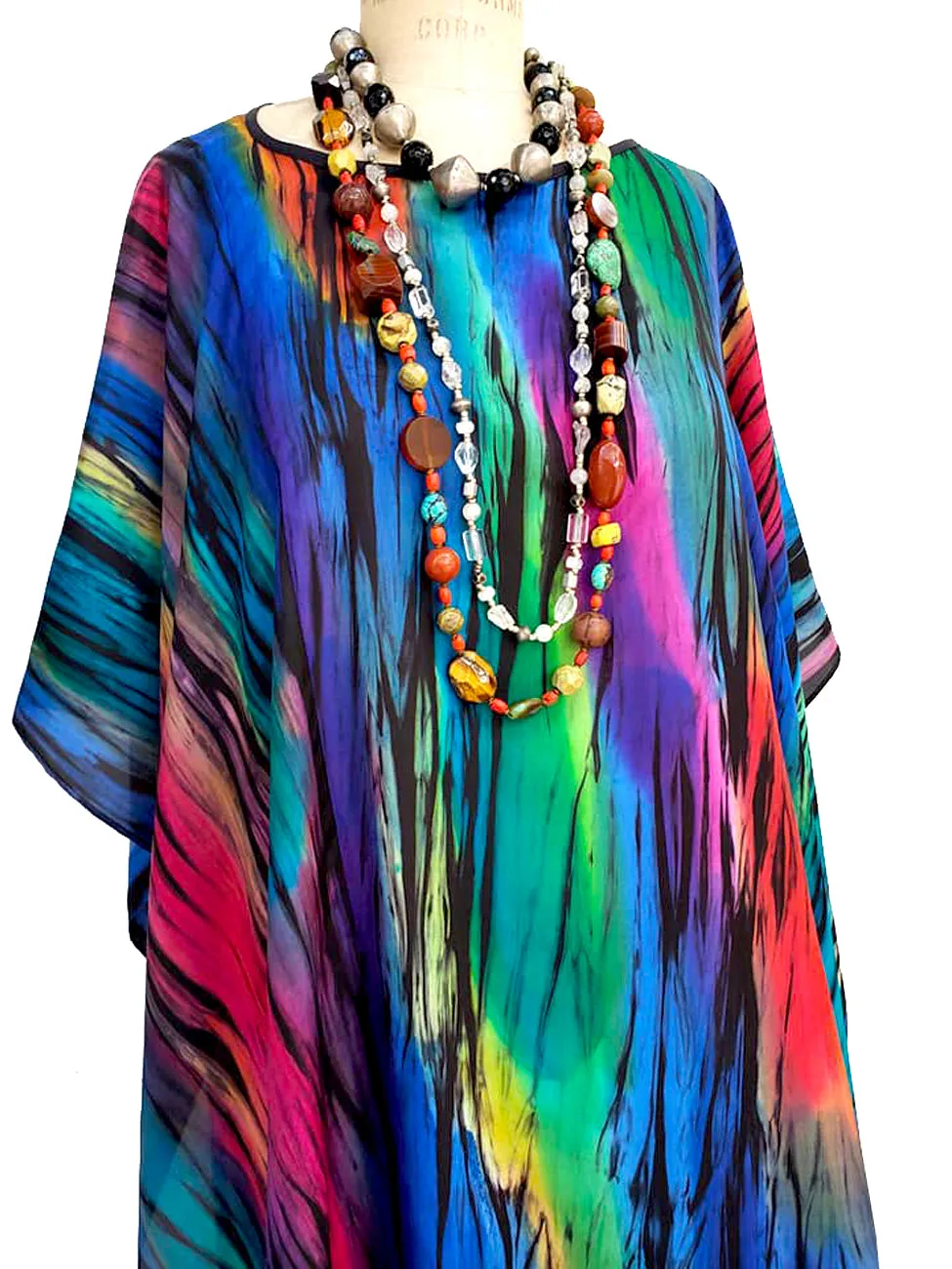 Silk Poncho Tunic Hand Painted