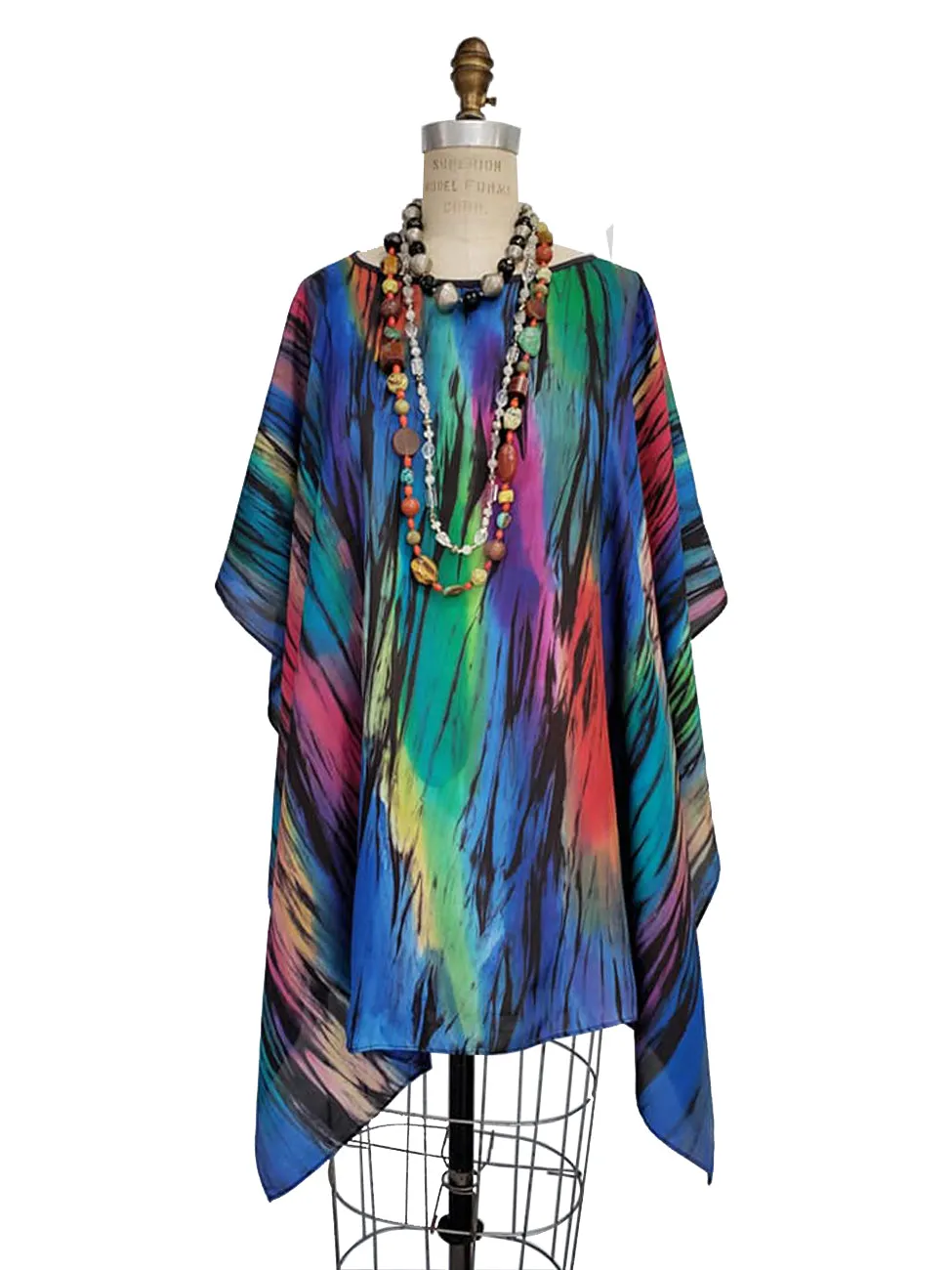 Silk Poncho Tunic Hand Painted