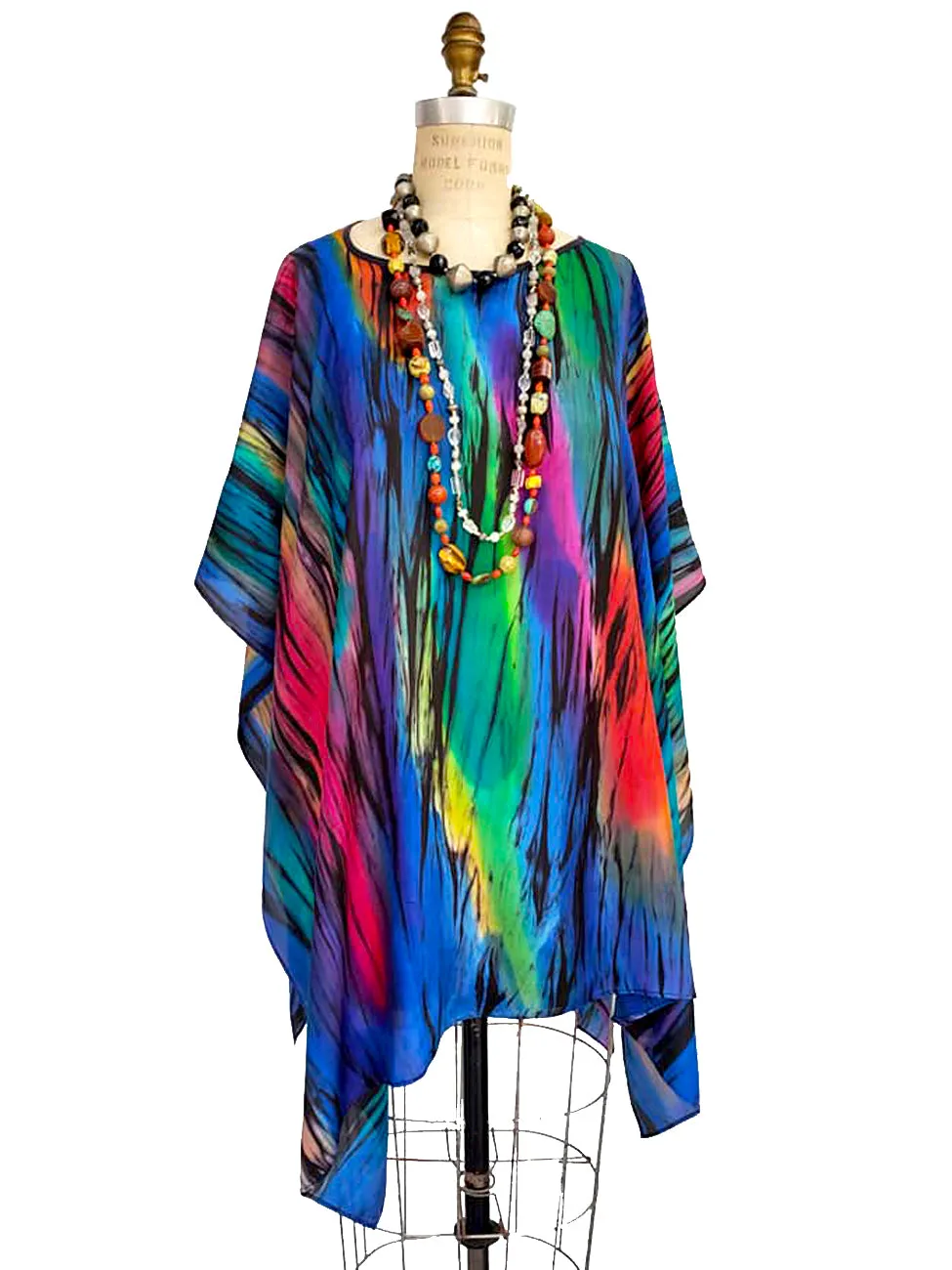 Silk Poncho Tunic Hand Painted