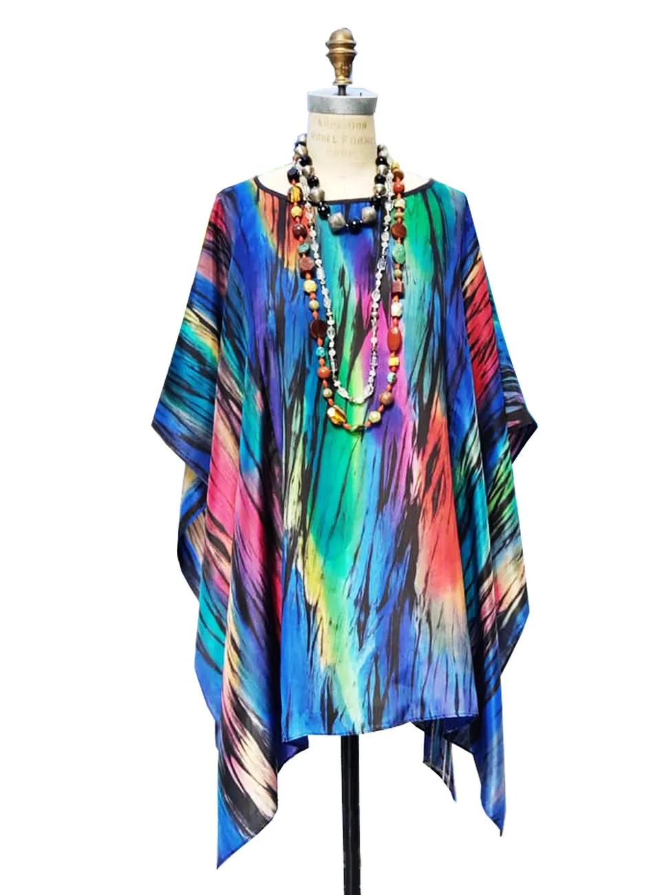 Silk Poncho Tunic Hand Painted