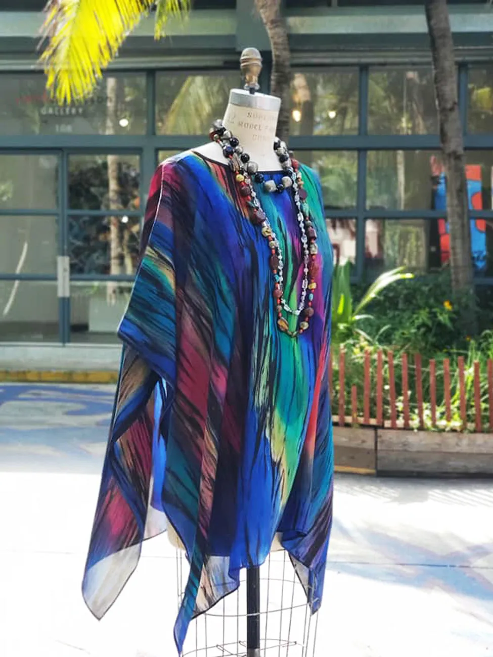 Silk Poncho Tunic Hand Painted