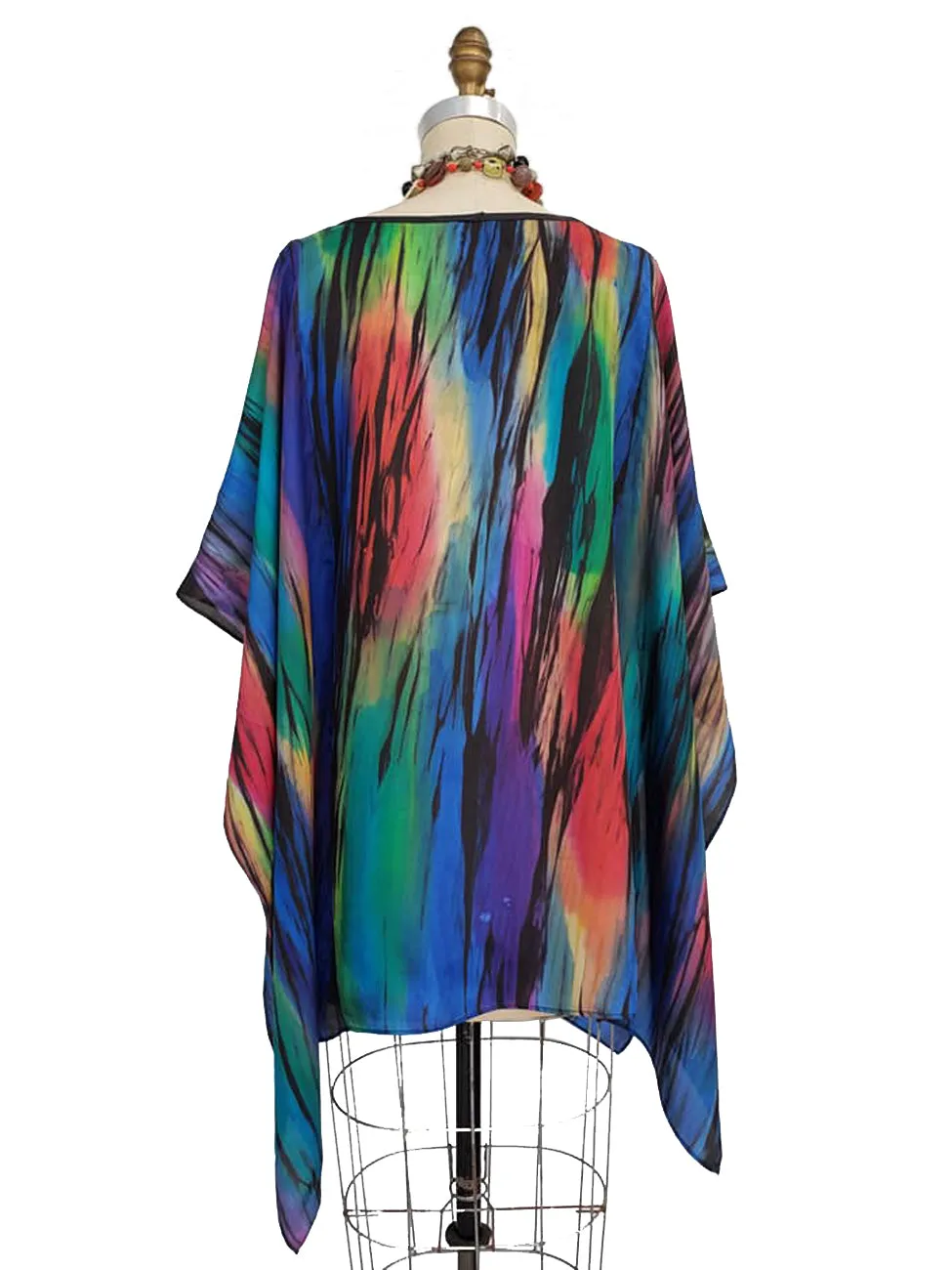 Silk Poncho Tunic Hand Painted