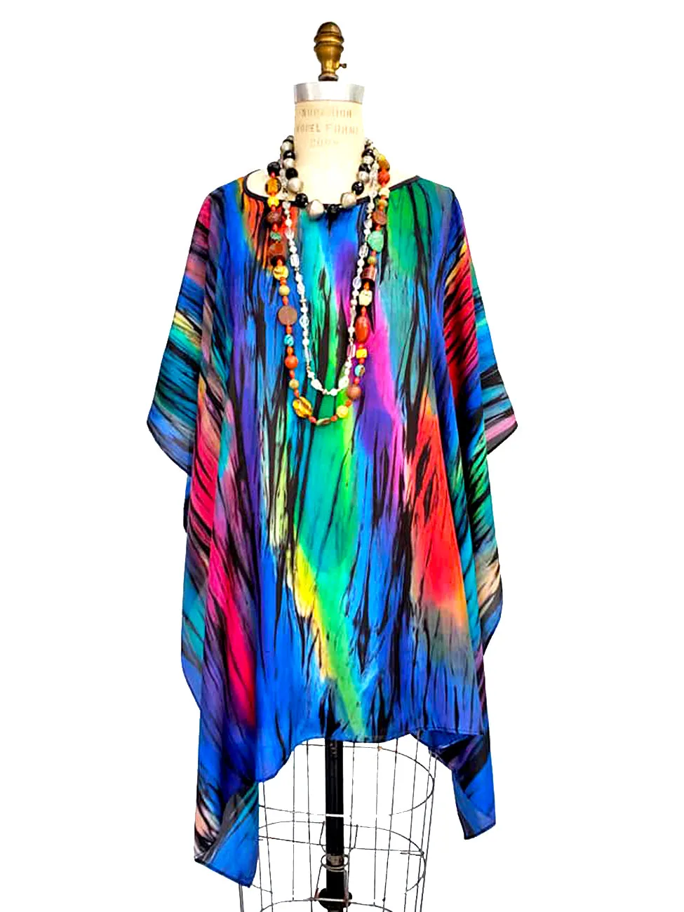 Silk Poncho Tunic Hand Painted