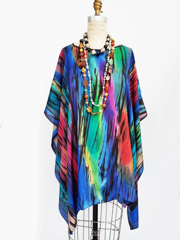 Silk Poncho Tunic Hand Painted