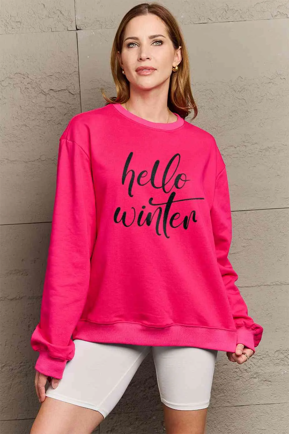 Simply Love Full Size HELLO WINTER Graphic Sweatshirt