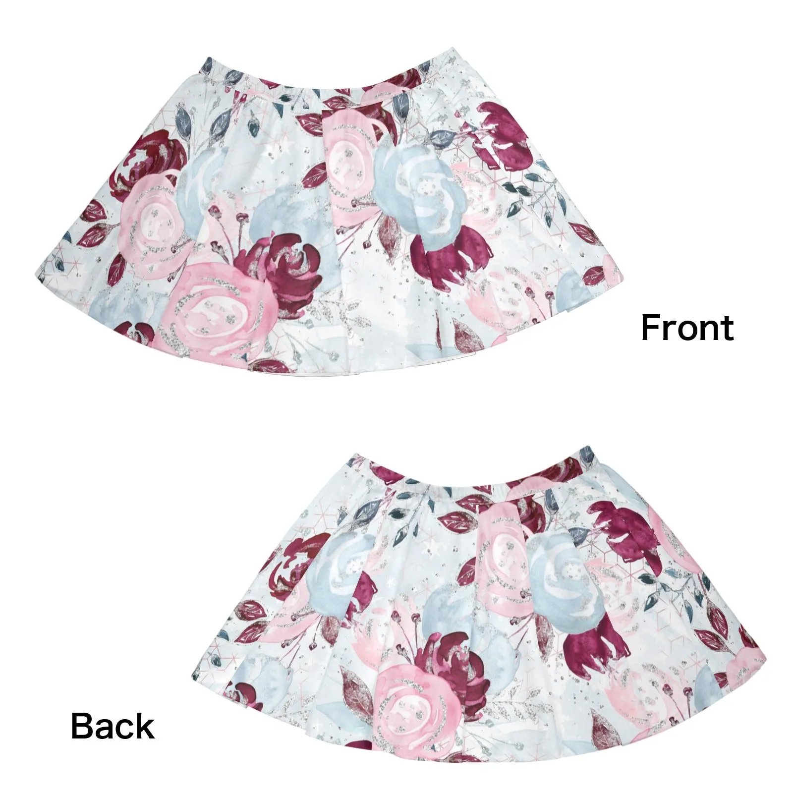 Skater Skirt Roses Pink Blue Skater Skirt (Model D69)