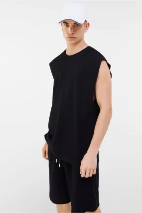 Sleeveless Black Tshirt Hoodie