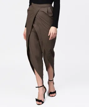 Solid Black Ankle Length Cotton Tulip Pant