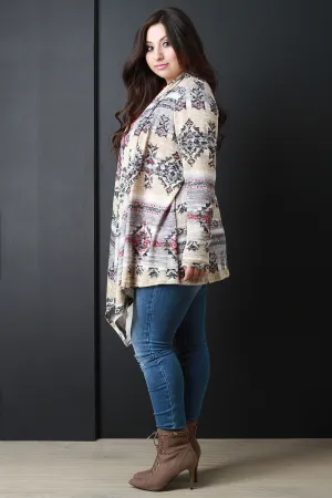 Southwestern Open Front Draped Cardigan