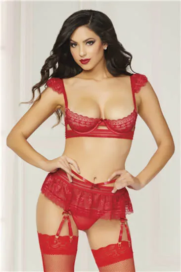 STM 10774 Temptress Bra Set  Small - Red