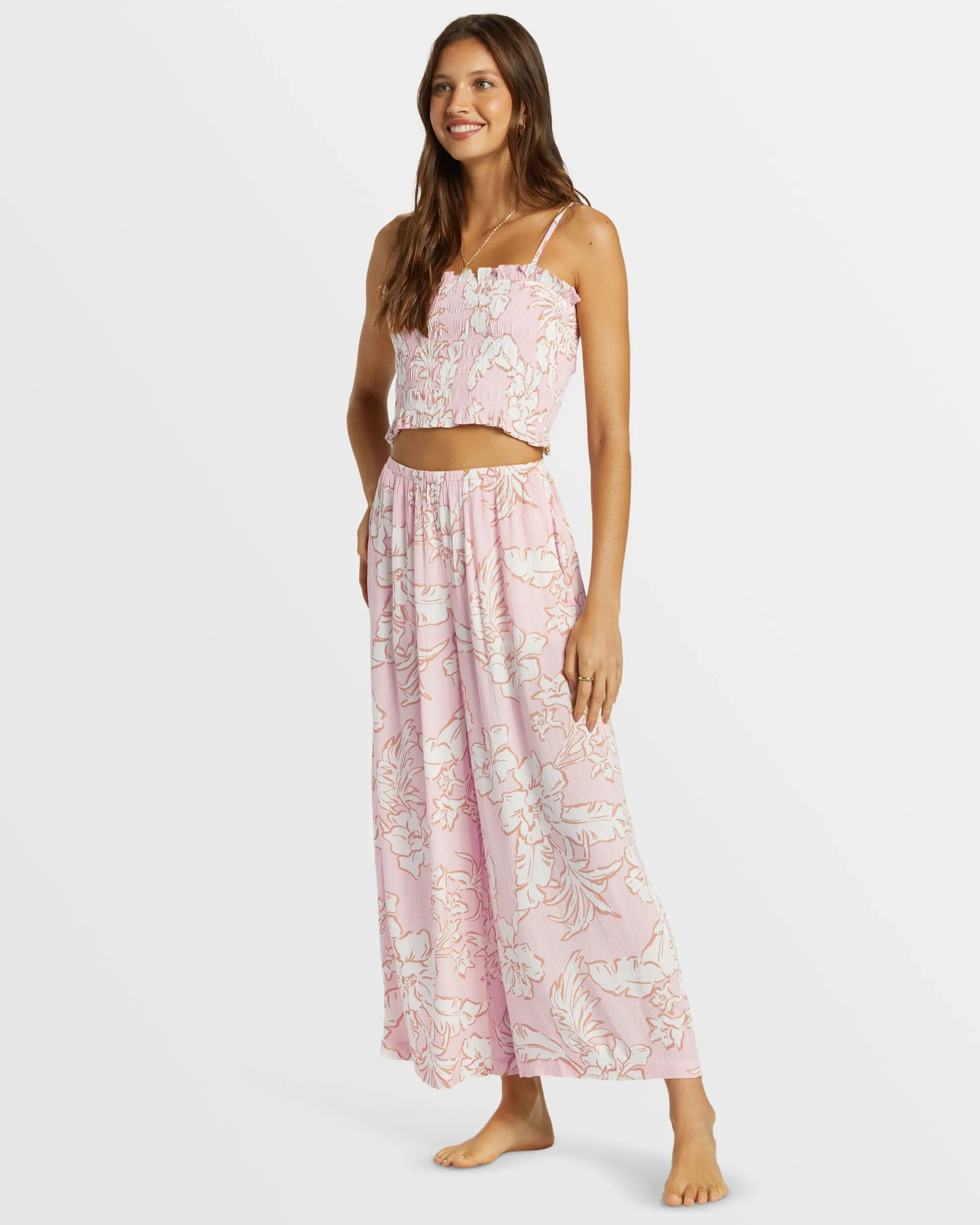 Sun Catcher Elastic Waist Printed Pants - Feelin Peachy