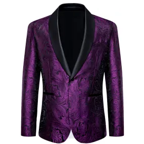 Ties2you Dress Suit Deep Purple Paisley Shawl Collar Silk Prom Suit for Men