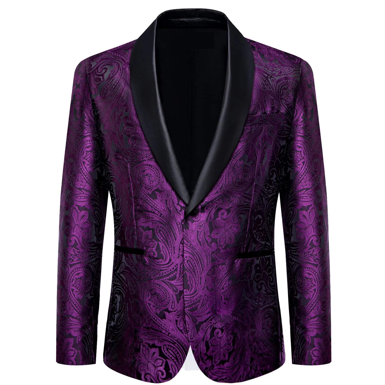 Ties2you Dress Suit Deep Purple Paisley Shawl Collar Silk Prom Suit for Men