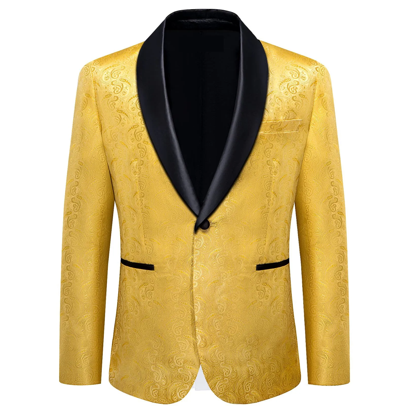 Ties2you Dress Suit Urobilin Yellow Paisley Shawl Collar Silk Prom Suit for Men