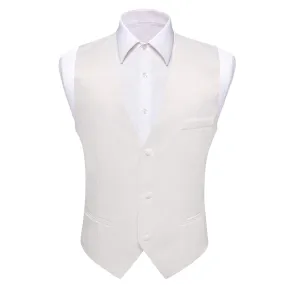 Ties2you Men's Work Vest Pearl White Silk Suit Vest Business Waistcoat