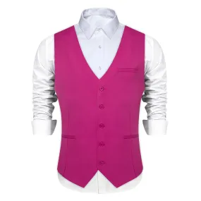 Ties2you Work Vest Hollywood Cerise Pink Solid Silk Dress Tuxedo Vest for Men