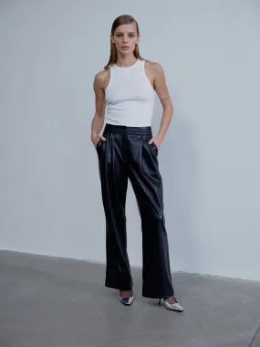 Tina Vegan Leather Trousers in Noire