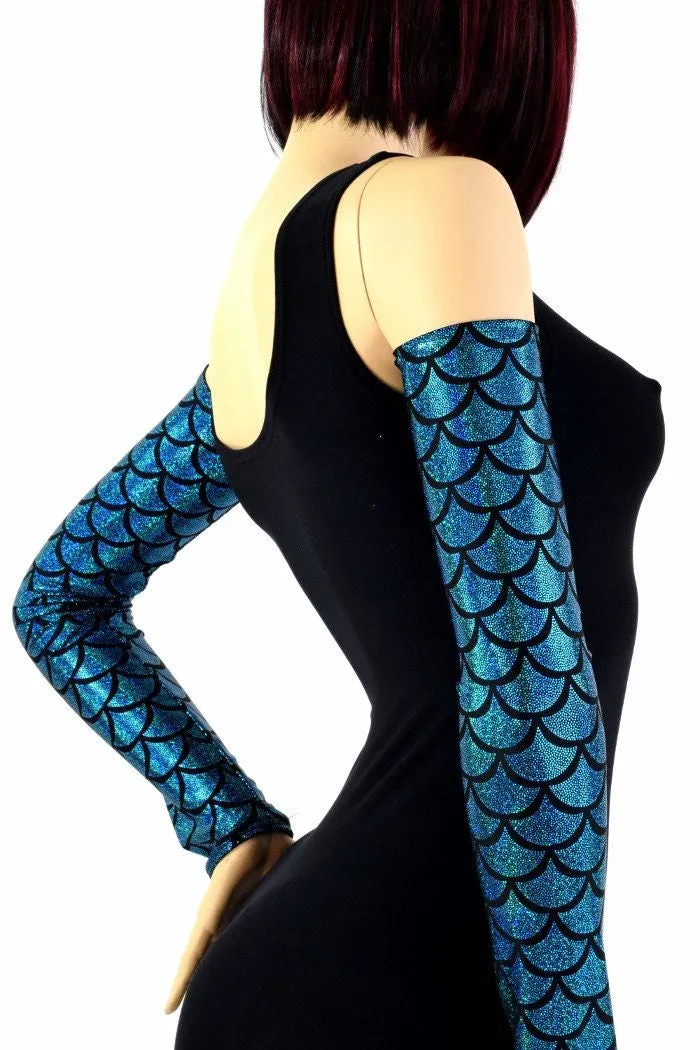 Turquoise Dragon Scale Mermaid Arm Warmer Sleeves