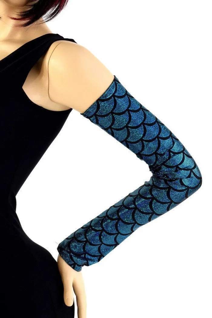 Turquoise Dragon Scale Mermaid Arm Warmer Sleeves