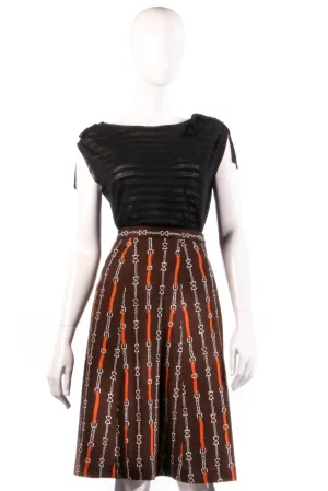 Vintage Brown and Orange skirt with chain print UK 8/10