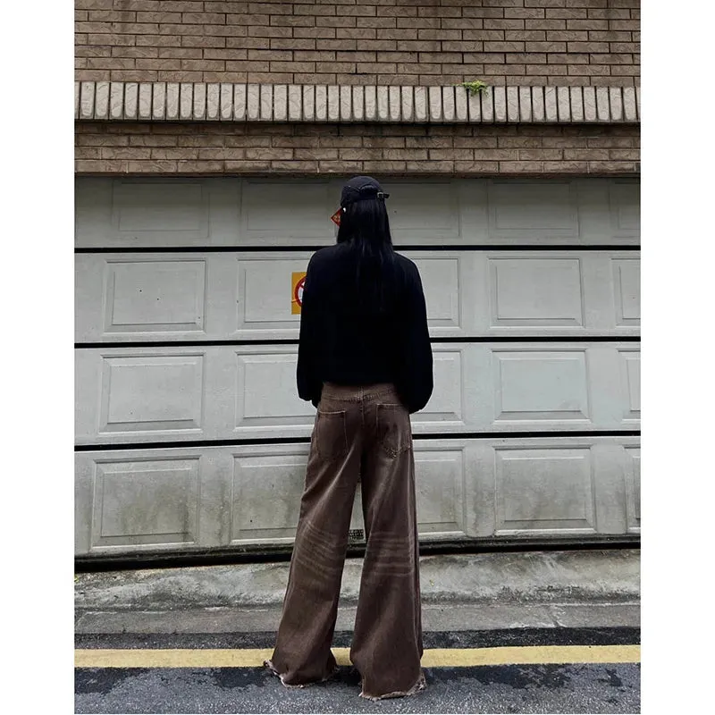 Vintage Spring High Waist Solid Straights Pants