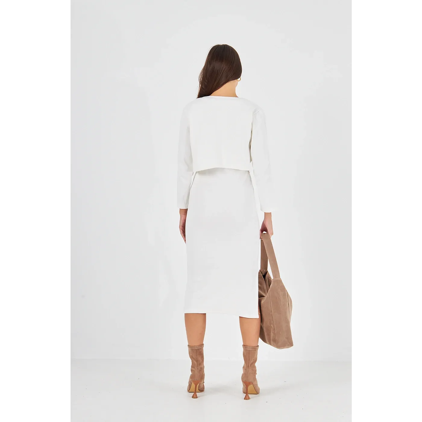 White Cardigan Dress Matching Set