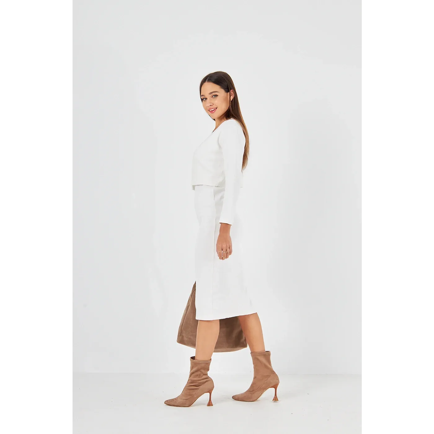 White Cardigan Dress Matching Set