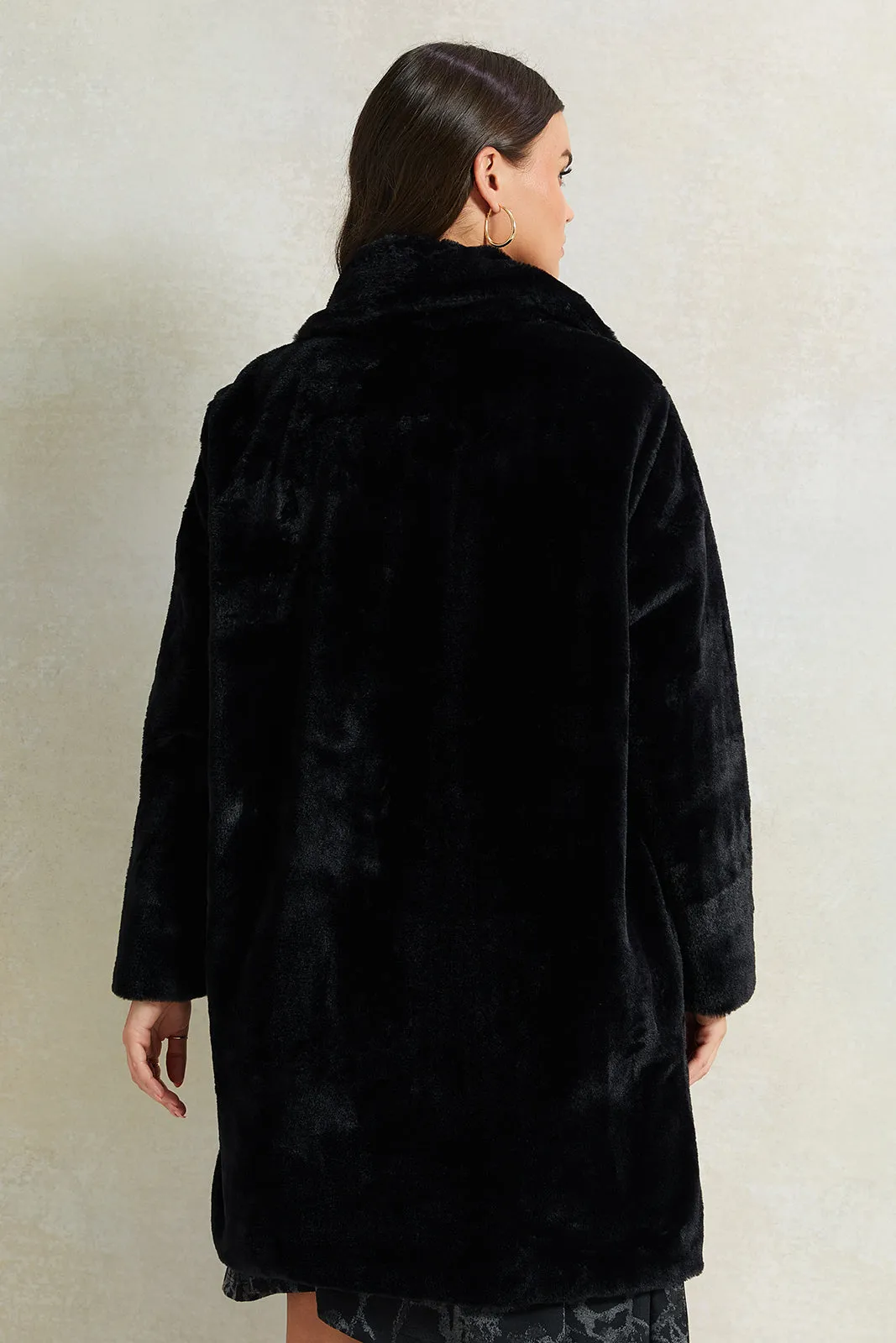 Women Black Long Fur Jacket