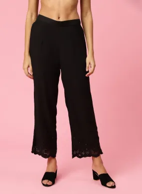 Women Black Solid Trouser