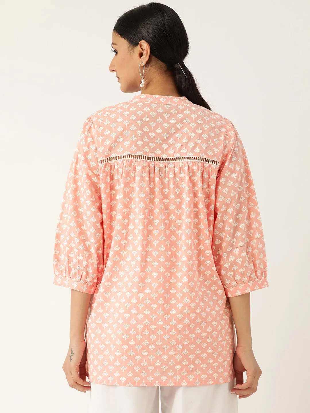 Women Pink And White Tunic