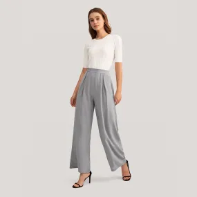 Women's 100% Silk Wide Leg Pants - Comfortable and Stylish