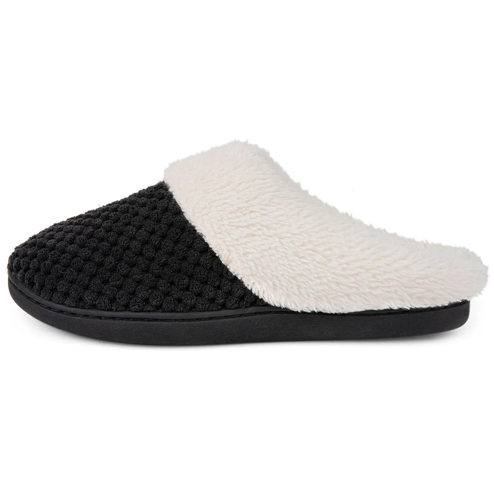 Women's Bubble Stitch Faux Fur Lined Memory Foam Clog Slippers