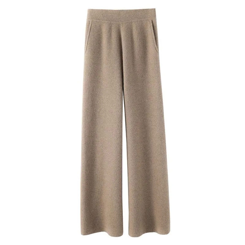 Women's Casual Wide-leg Wool Pants