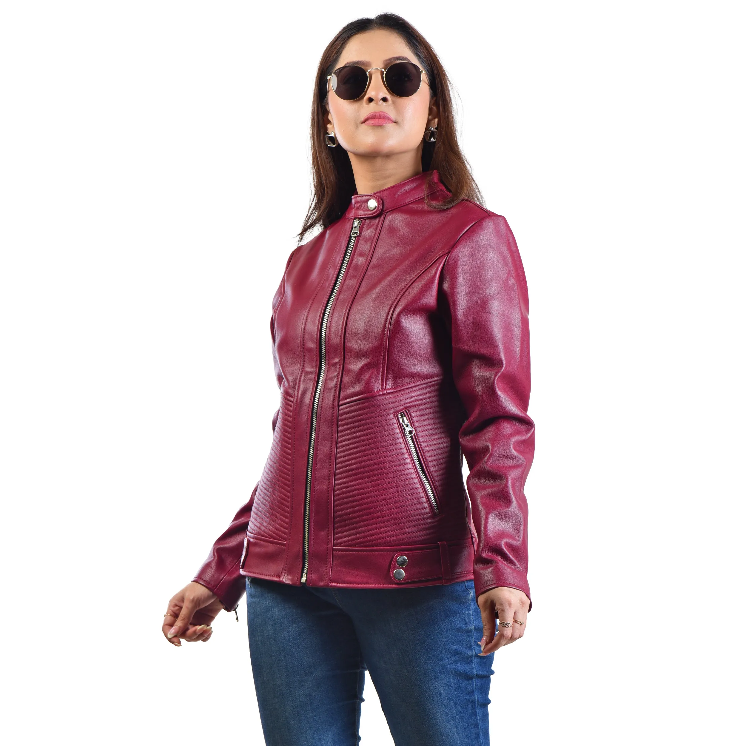 WOMENS LEATHER JACKET 410160 (CHERRY)