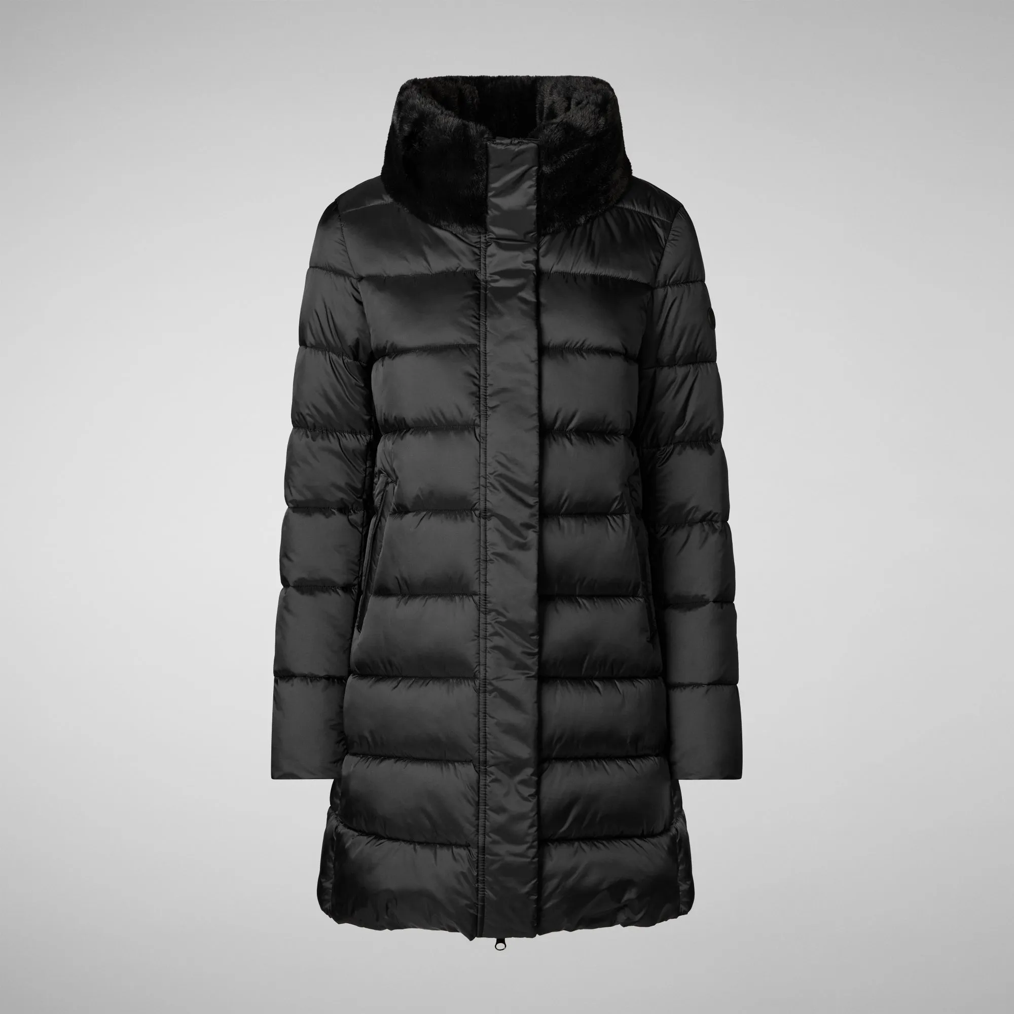 Women's Puffer Coat Dalea with Faux Fur Collar  in Black