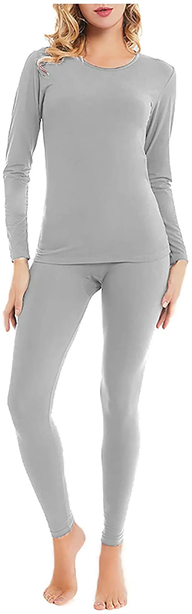 Women's Ultra Soft Thermal Underwear Long Johns Set Base Layer Skiing Winter Warm Top & Bottom