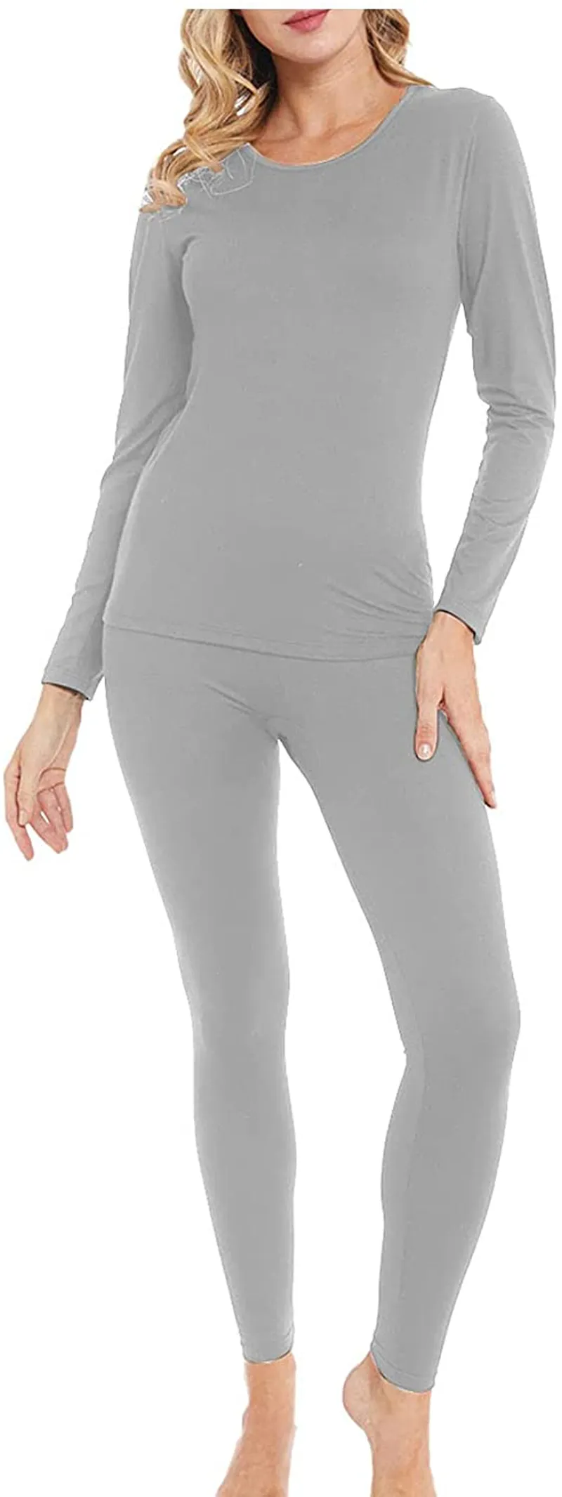 Women's Ultra Soft Thermal Underwear Long Johns Set Base Layer Skiing Winter Warm Top & Bottom