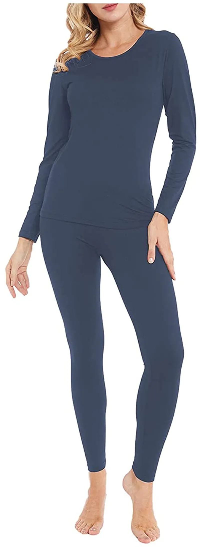 Women's Ultra Soft Thermal Underwear Long Johns Set Base Layer Skiing Winter Warm Top & Bottom