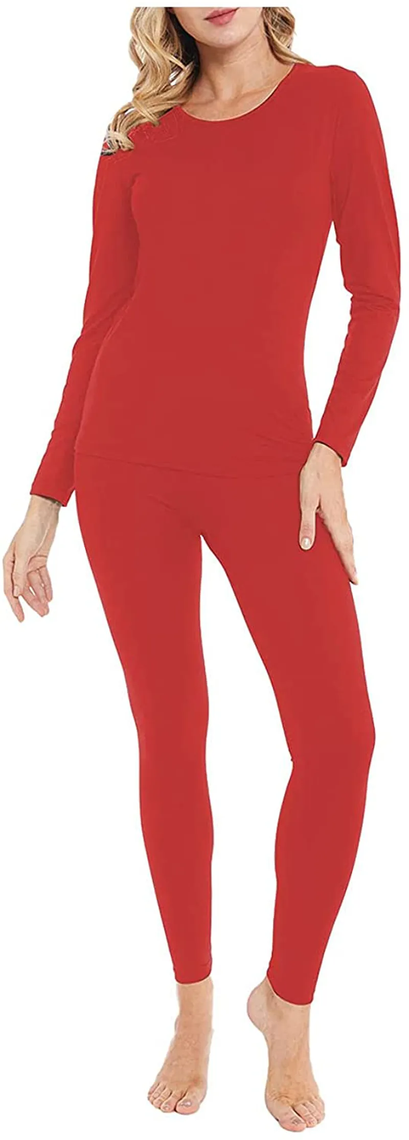 Women's Ultra Soft Thermal Underwear Long Johns Set Base Layer Skiing Winter Warm Top & Bottom