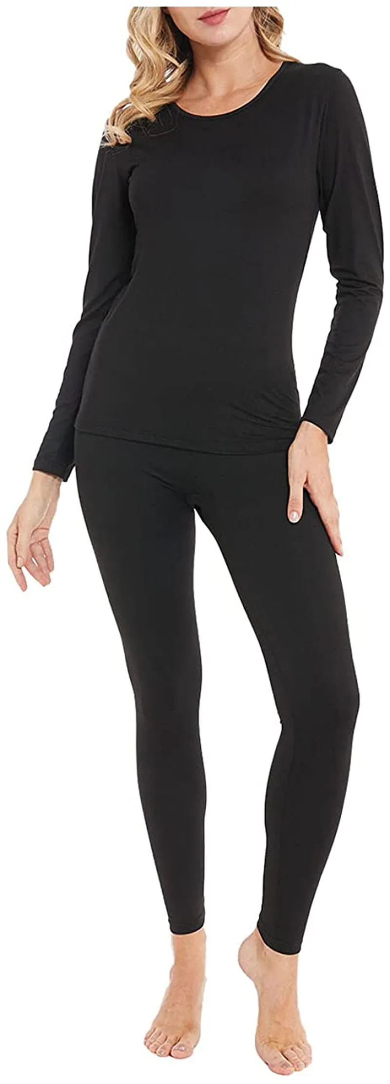 Women's Ultra Soft Thermal Underwear Long Johns Set Base Layer Skiing Winter Warm Top & Bottom