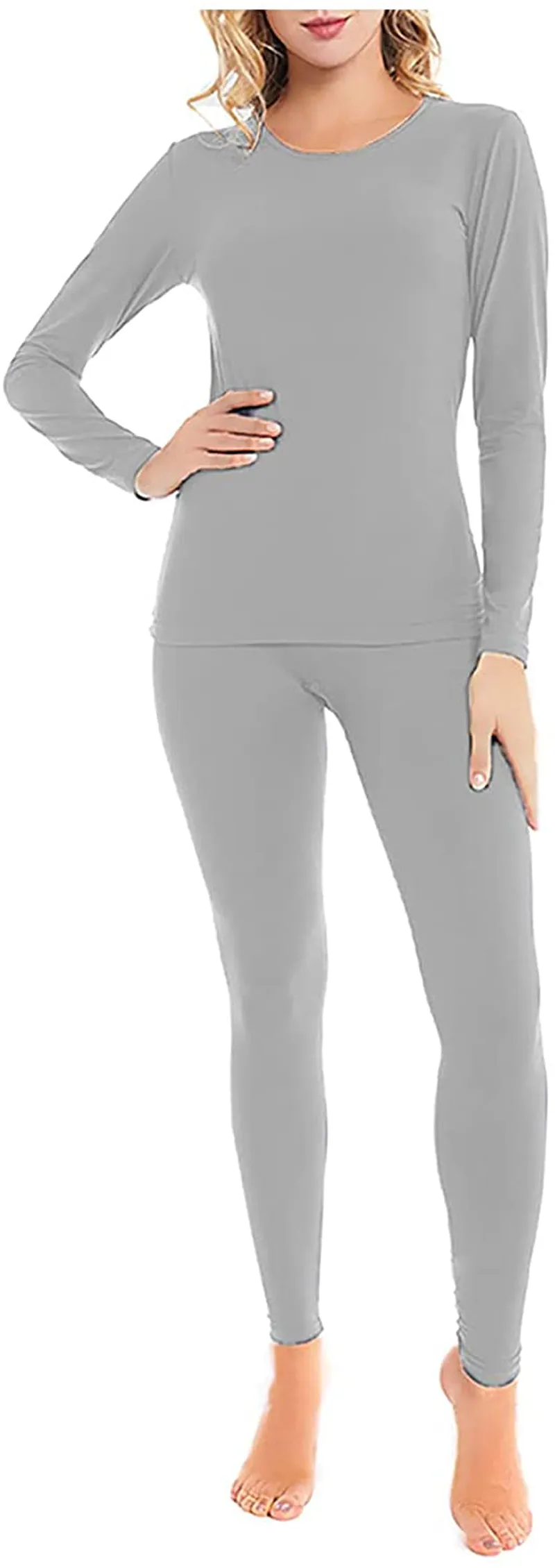 Women's Ultra Soft Thermal Underwear Long Johns Set Base Layer Skiing Winter Warm Top & Bottom